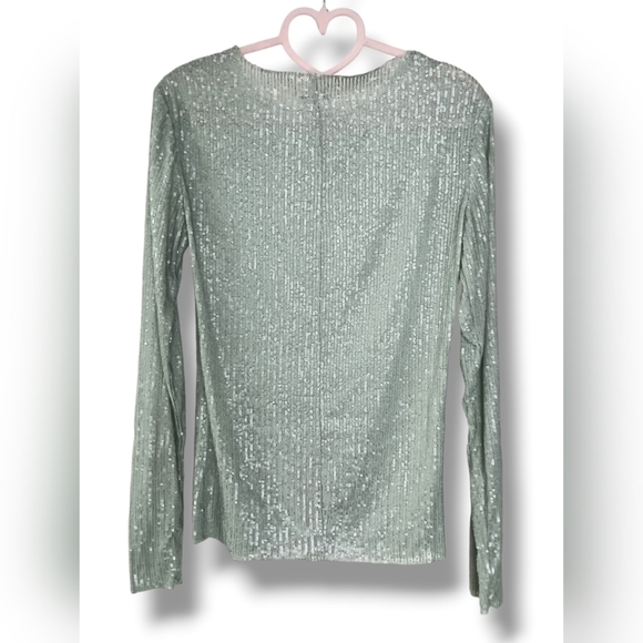 NWOT Free People Gold Rush Long Sleeve Sequin Top in Mint ✨Size Small ✨ - Picture 7 of 10
